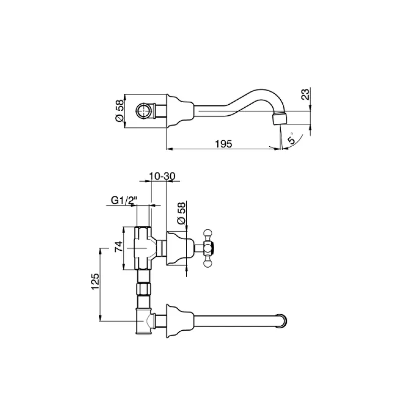 Huber Victorian 3-luknjasta umivalniška pipa Zlata VT0035102G