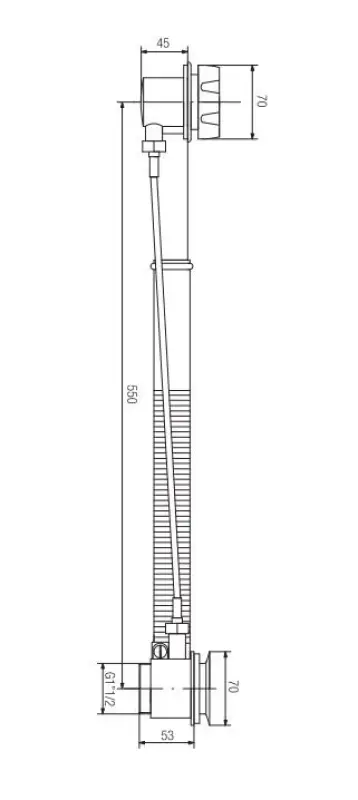 PB odtok za kad iz nerjavečega jekla z vrtljivim gumbom na prelivu za vgradne kadi 1208958381