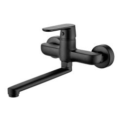 Aquatrimo Chopin enoročna kuhinjska stenska pipa mat črna z izlivom 297 mm 21CP8469SW