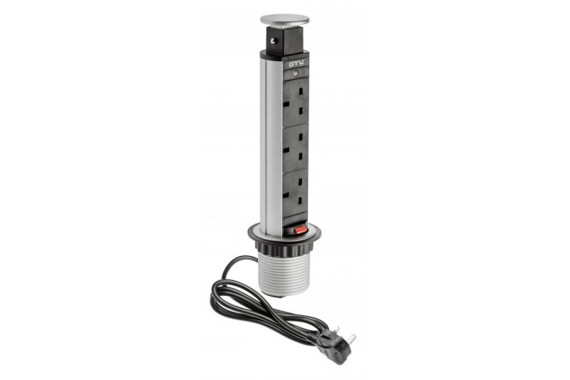 Podaljšek za namestitev na namizje 60 mm, 3x vtičnica UK (srebrna) ENGLISH VERSION 1208958627