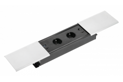PRESTINO vgradni podaljšek za namizje, 2x francoska vtičnica, USB A+C, RJ45, HDMI, kabel 1.5m, srebrna 1208958675