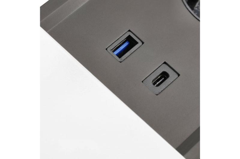 PRESTINO vgradni podaljšek za namizje, 2x francoska vtičnica, USB A+C, RJ45, HDMI, kabel 1.5m, srebrna 1208958675
