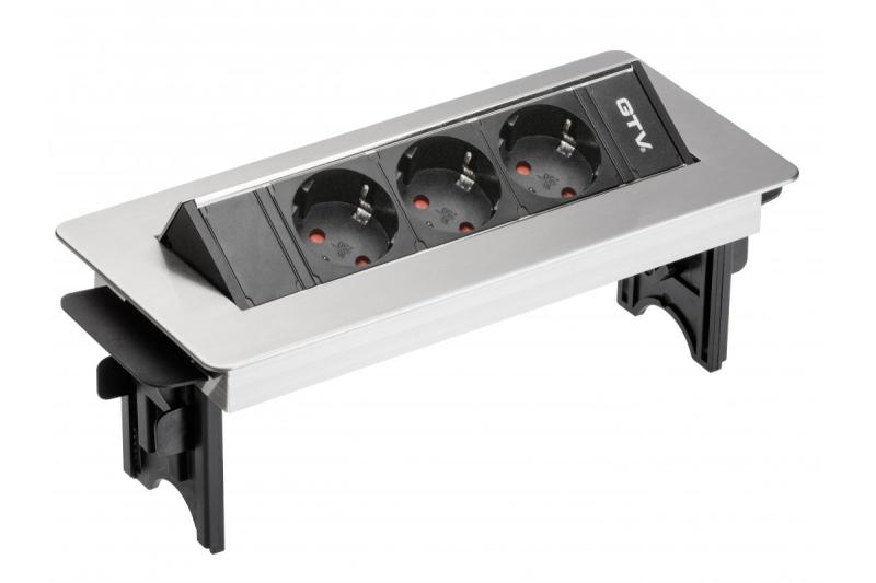 Podaljšek za namizni računalnik brez kasete, 3x vtičnica Schuko, 1,5 m napajalni kabel z inox vtičem 1208958679