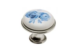Porcelanast gumb 0728-J4 A-Modra roža antik srebro 1208959150