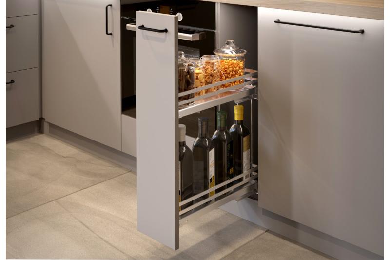 Stranska tovorna košara MovixPro, 2 polici, za omarico 150mm, brez drsnikov, antracit RAL 7024 1208962394