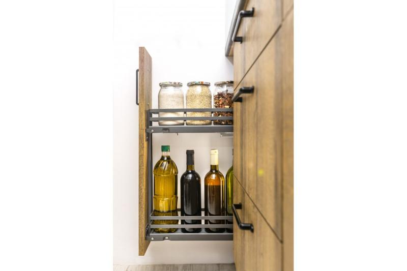 Stranska tovorna košara MovixPro, 2 polici, za omarico 200mm, brez drsnikov, antracit RAL 7024 1208962398