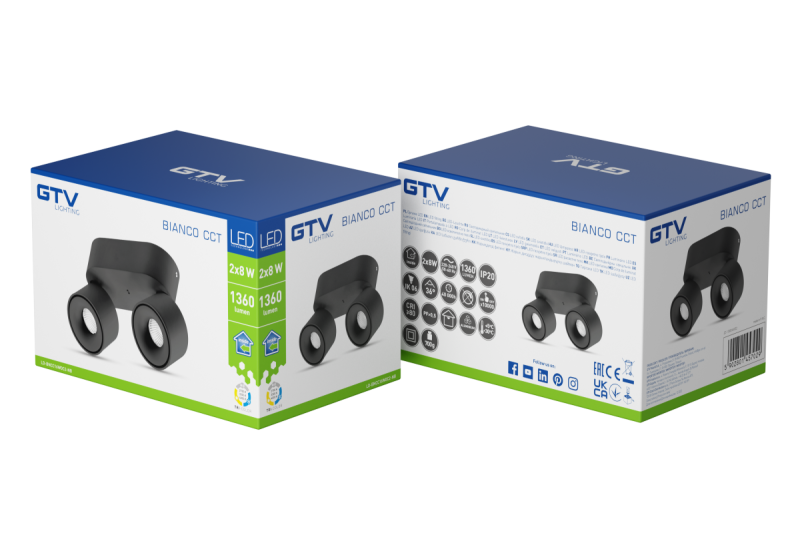 Decor LED svetilka BIANCO CCT 16W 680lm AC220-240V 50/60 Hz Ra≥80 IP20 36° 2700/3300/4000K okr. črna. 1208962674