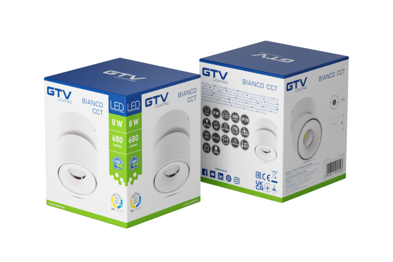 LED dekorativna svetilka BIANCO CCT 8W 680lm AC220-240V 50/60 Hz Ra≥80 IP20 36° 2700/3300/4000K Okrogla Bela 1208962677