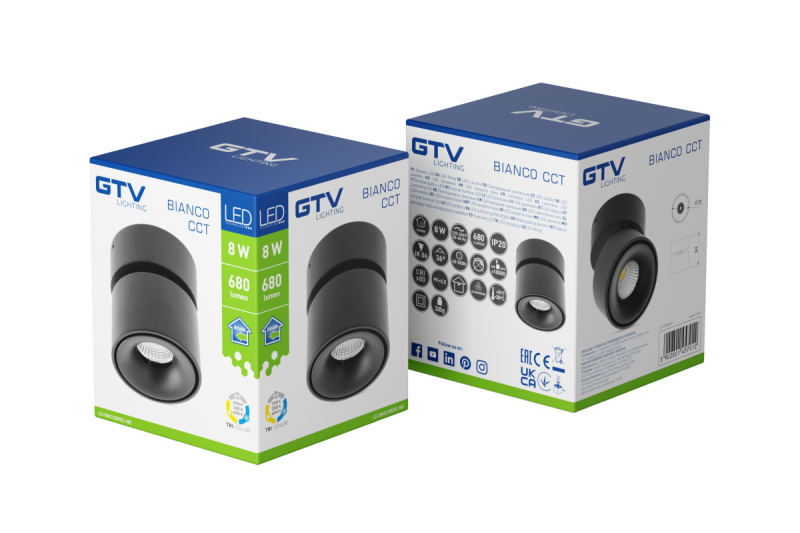 Decor LED svetilka bianco cct 8W 680lm AC220-240V 50/60 Hz Ra≥80 IP20 36° 2700/3300/4000K okrogla črna. 1208962678