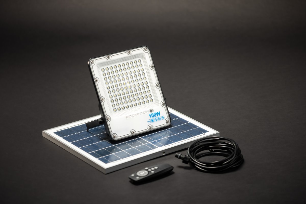 Sončna LED poplava BRAVOS, 100W, 1000lm, 6400K, IP65, 120°, sončni panel, daljinsko upravljanje, 3y 1208962681
