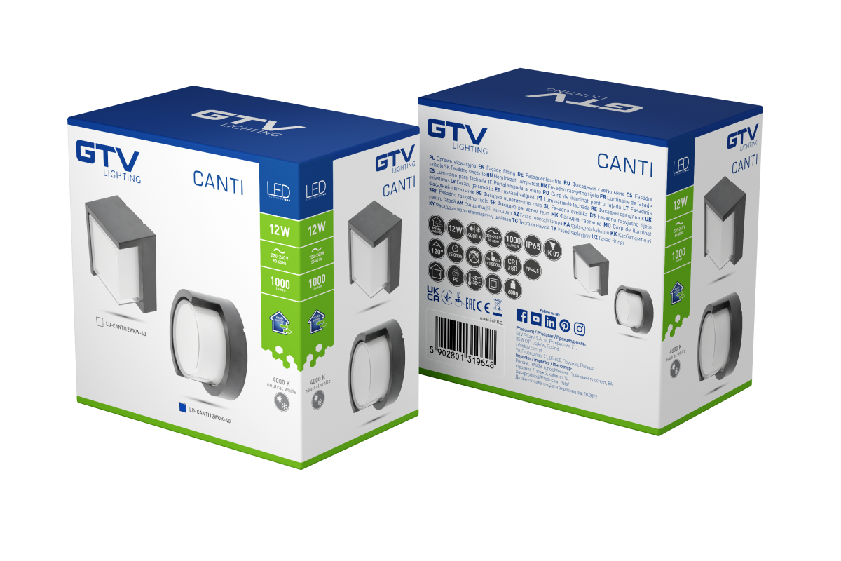 Svetilka za zunanjo dekoracijo fasade CANTI LED 12W 1000lm AC220-240V 50/60Hz IP65 4000K 1208962698