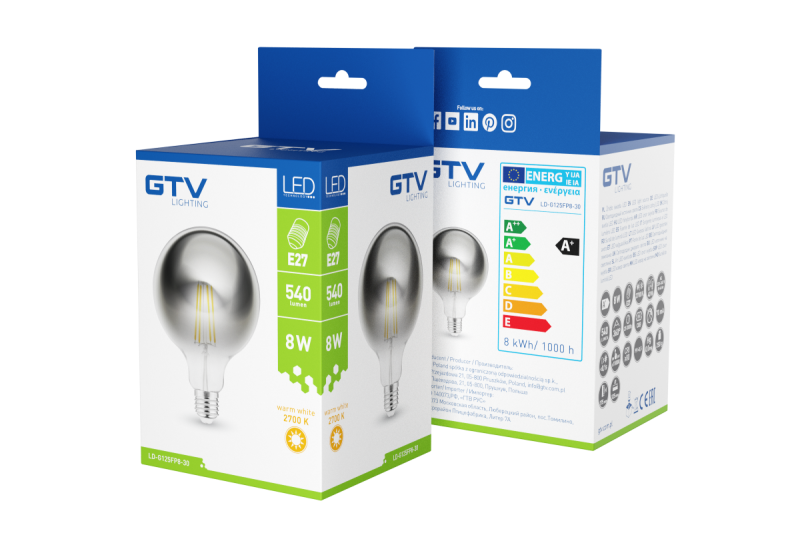 Dekorativna LED luč, FILAMENT, G125, 27006, E27, 8W, 540lm, AC220-240V/ 50-60Hz, RA>80, 360° 1208962766