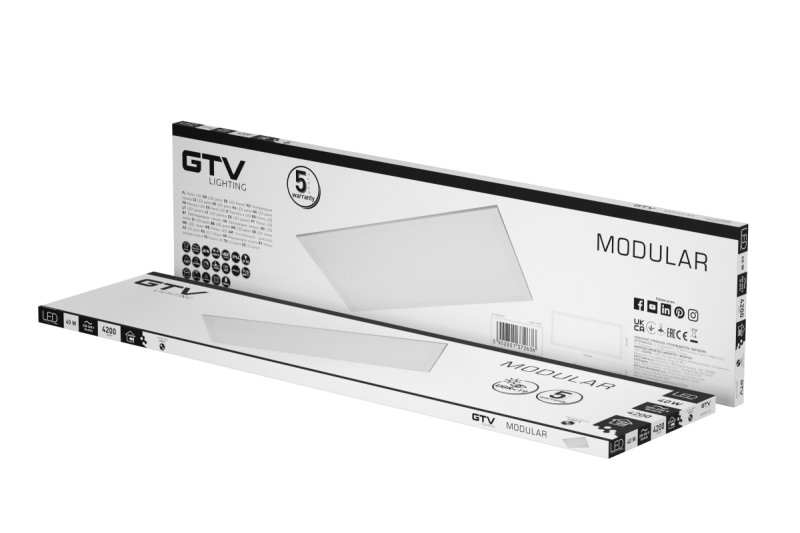 LED svetilka MODULAR, zadnja plošča, 120x30cm, 4000K, 40W, 4200lm, AC220-240V, PF>0,9, IP54, 5y, UGR<19 1208962998