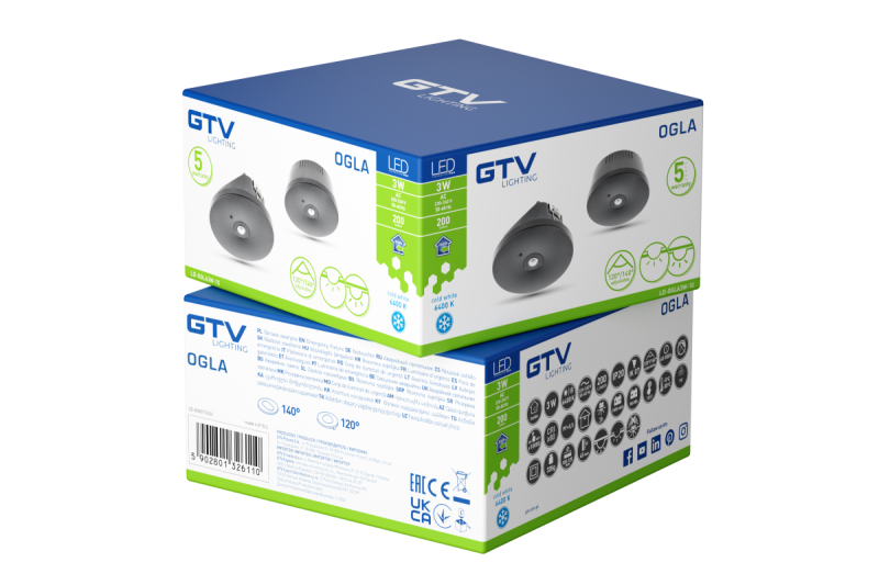 Nujna svetilka OGLA LED, 3W, 200lm, AC220-240V, 50-60Hz, IP20, 6400K, 3H, enojna naloga, TEST, črna 1208963017