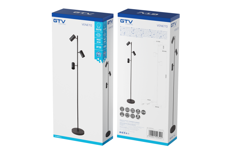 Dekorativna talna svetilka VENETO IP20 max. 20W 3 x GU10 črna 1208963349