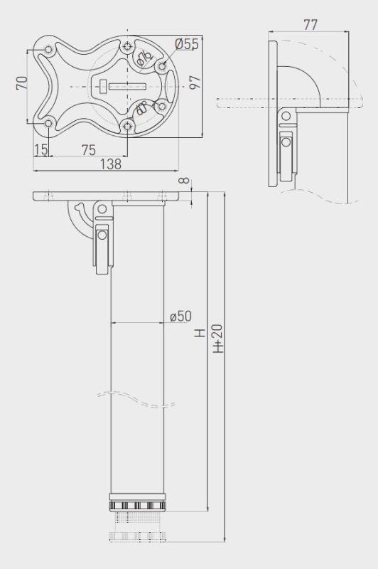 Zložljiva miza črna 71cm visoka, premer 50mm in nastavljiva za 2cm 1208963575