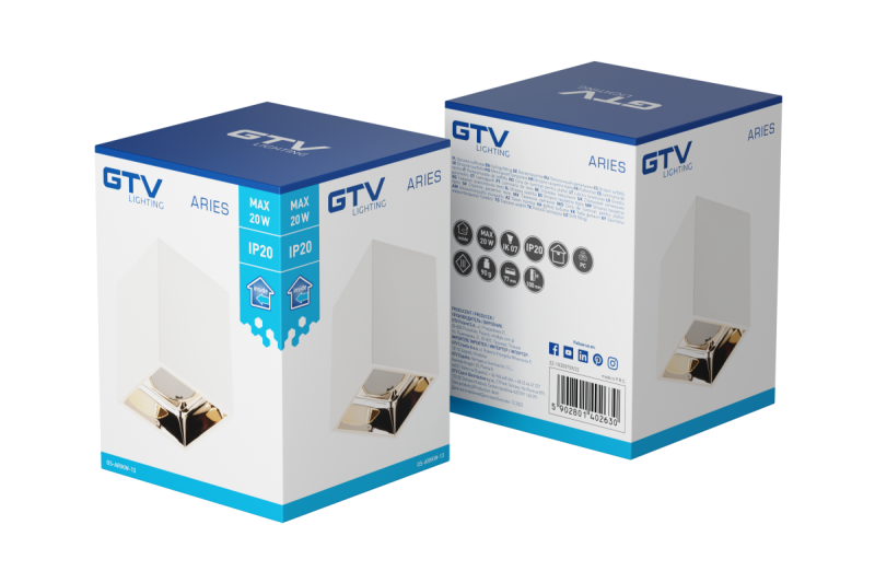 Decor Plafonska svetilka ARIES PC 77x100mm IP20 max 20W kvadratna bela/zlata. 1208963815