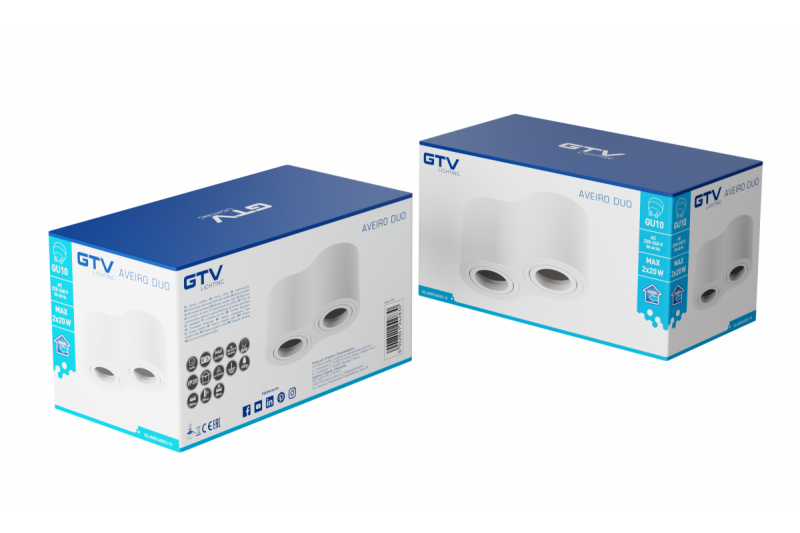 Dekorativna stropna svetilka AVEIRO DUO aluminij 160x80x85mm IP20 max 20W*2 okrogla bela. 1208963827