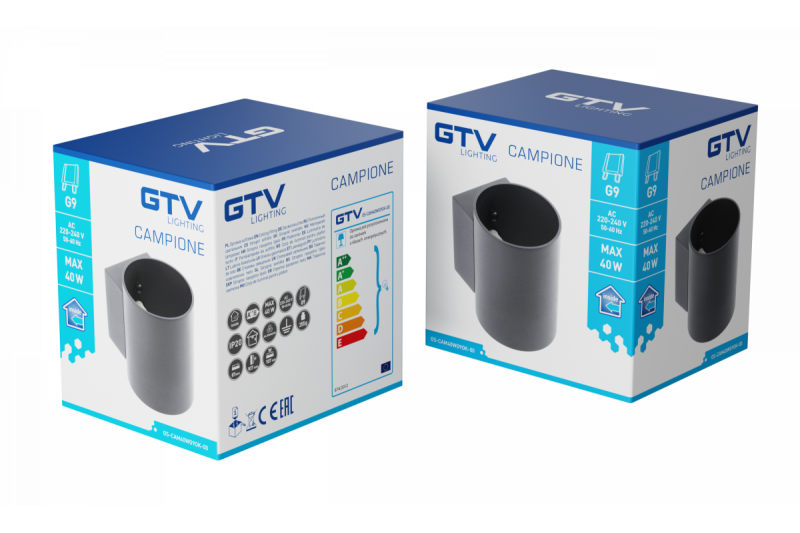 Dekorativna stenska svetilka CAMPIONE aluminij G9 IP20 max. 40W IP20 okrogla črna. 1208963851