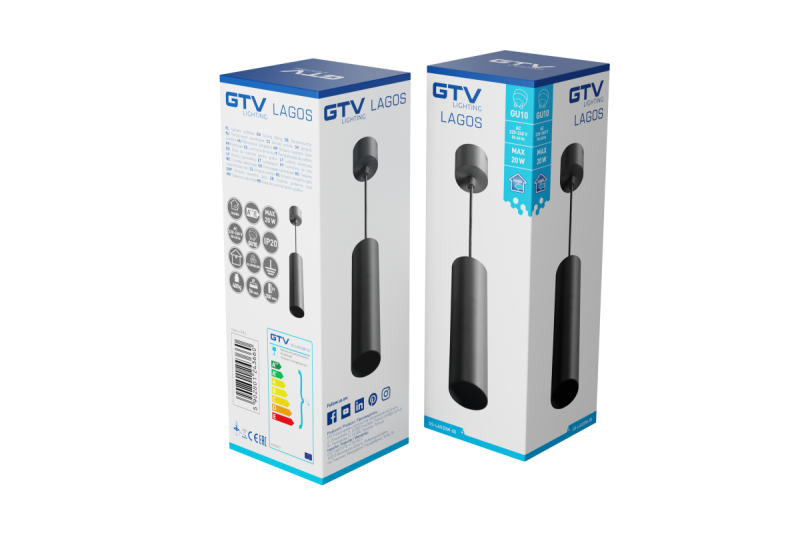 Dekoracija Viseča svetilka LAGOS GU10 aluminij IP20 max. 20W črna 1208963909