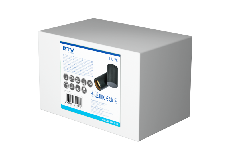 Decor Plafonska svetilka LUPO aluminij 11,6x5,6x11,5 IP20 1*GU10 max. 50W okrogla črna. 1208963928