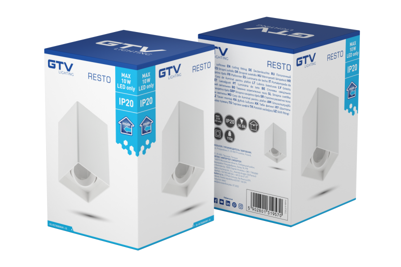 Decor Plafonska svetilka RESTO PC 80x80x125mm IP20 max 20W kvadratna bela. 1208963988