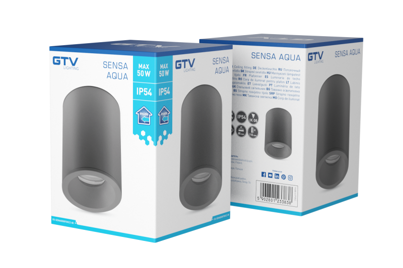 Decor SENSA AQUA stropna svetilka aluminij 85x115 IP54 max 50W okrogla črna. 1208964009