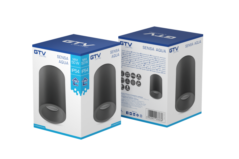 Decor SENSA AQUA stropna svetilka aluminij 85x115 IP54 max 50W okrogla črna. 1208964009