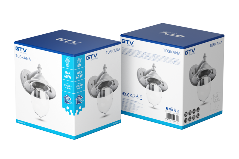 Decor Tuinverlichting TOSKANA-AD E27 MAX.60W IP54 AC220-240V 50-60Hz enostavna stenska svetilka siva. 1208964027