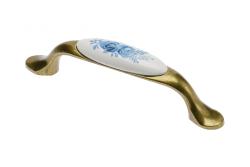 Porcelanski ročaj 728-P C=96mm antična medenina A-Modra Roža 1208965699