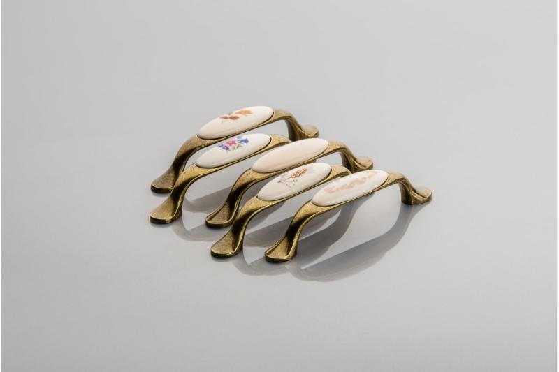 Porcelanski ročaj 728-P C=96mm antik srebro A-Modra Roža 1208965700