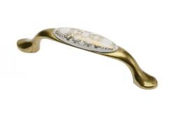 Porcelanska ročica 728-P C=96mm antikna medenina C-Orient Gold 1208965702