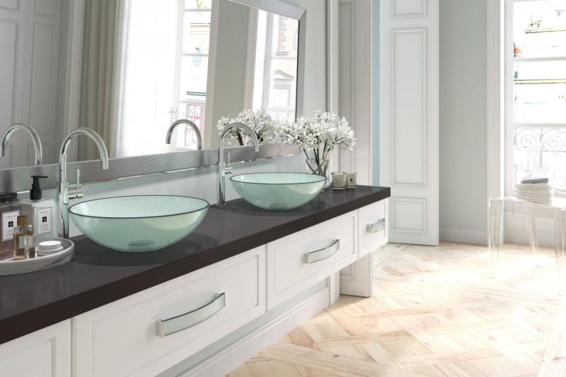 Ročaj Zamak ROSES C=256mm prozorno steklo + kromirane noge 1208966189