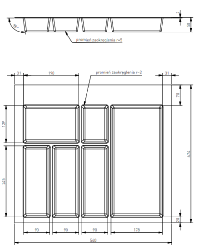 Decor Cutle Predalniki za Pribor Vstavek za Kuhinjski predal 600 Bel 1208966377