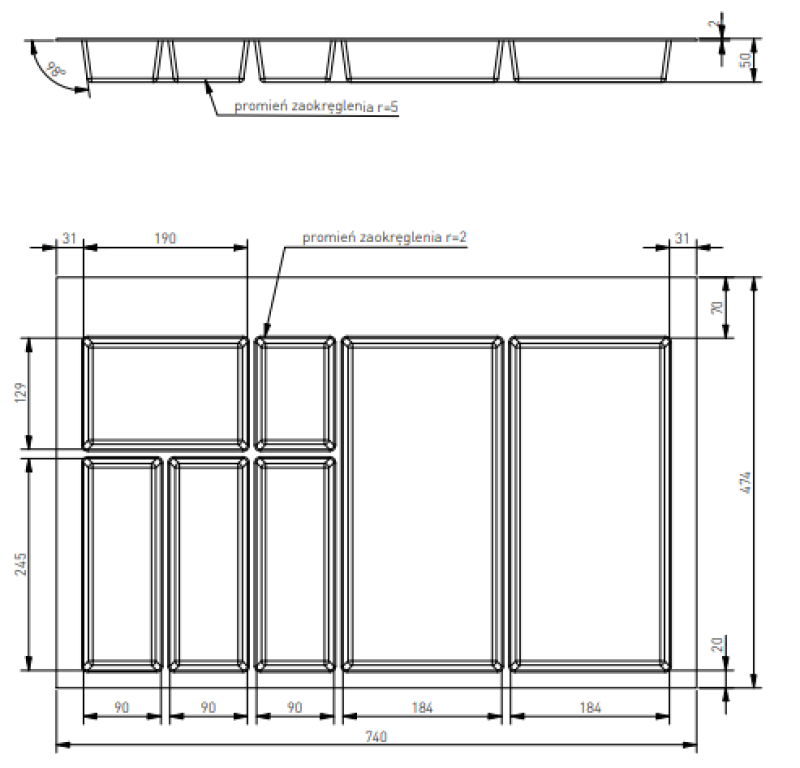Dekor Cutle Predalniki za Pribor Vložek za Kuhinjski Predal 800 Bela 1208966379