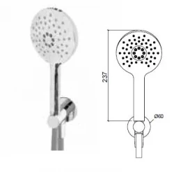 Waterevolution Flow okrogel ročni tuš komplet s stensko povezavo krom - 3 funkcije - T1621R01