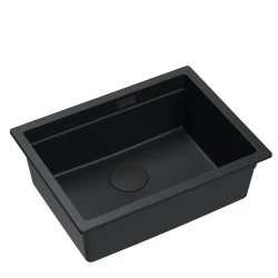 Quadri Newport II granitni podometni črni pomivalni korito 560x450 mm vključno s črnim odtočnim pokrovčkom 1208966924