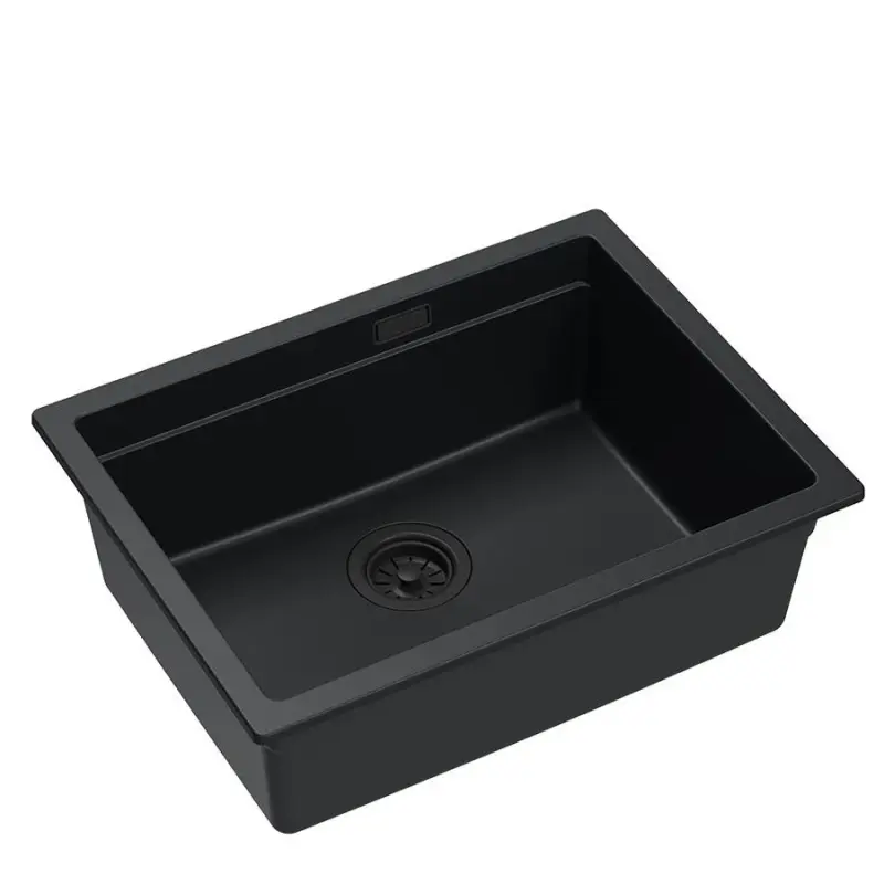 Quadri Newport II granitni podometni črni pomivalni korito 560x450 mm vključno s črnim odtočnim pokrovčkom 1208966924