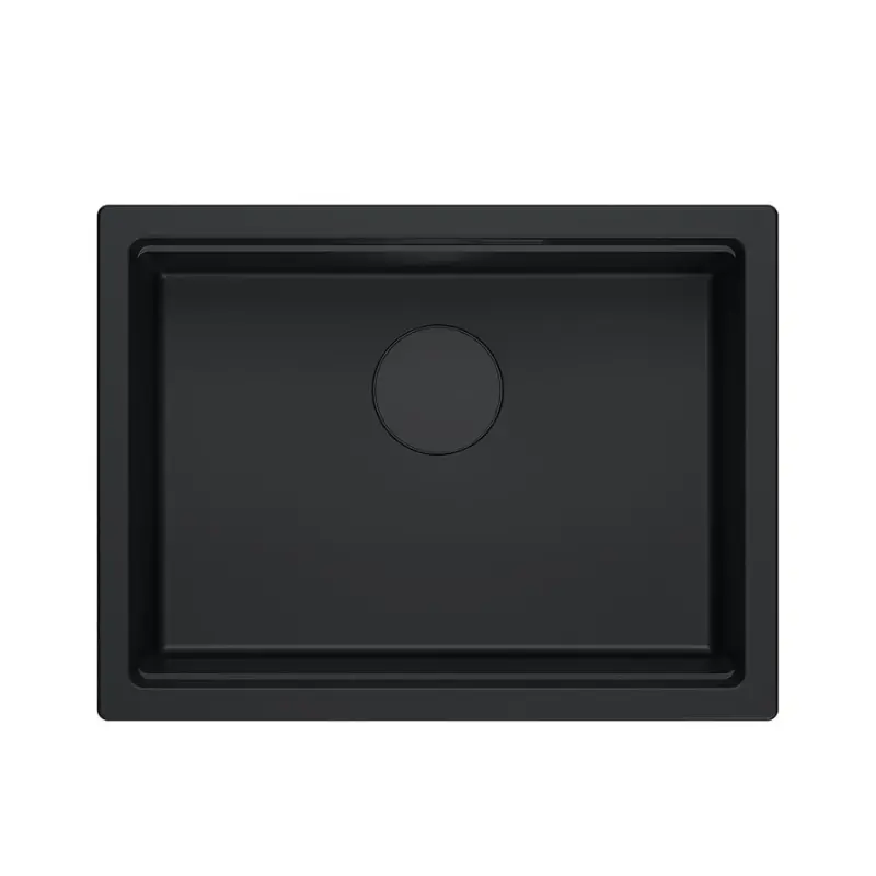 Quadri Newport II granitni podometni črni pomivalni korito 560x450 mm vključno s črnim odtočnim pokrovčkom 1208966924