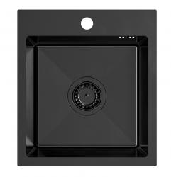 Quadri Dixton 40 črno nerjavno jeklo pomivalno korito z nano PVD premazom, 400x450 mm, z odprtino za pipo, 1208967080