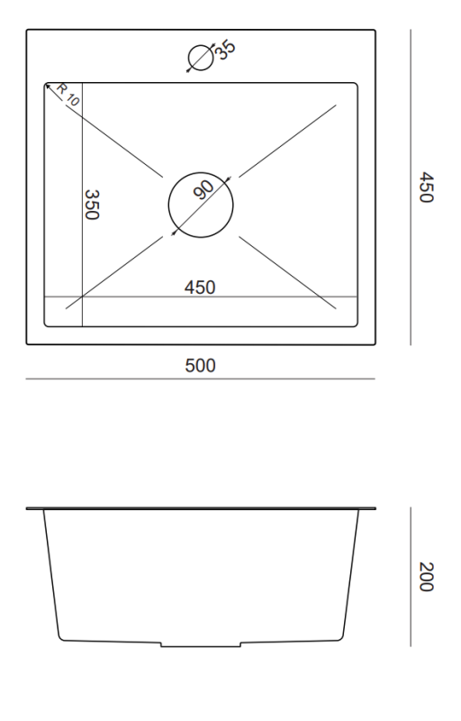 Quadri Dixton 50 nerjaveče jeklo pomivalno korito 500x450 mm z luknjo za pipo nadgradnja 1208967081