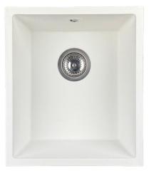 GraniteMy Universele granieten witte spoelbak 34x40 cm, wit, opbouw, onderbouw en vlakbouw, met roestvrijstalen plug 1208967107