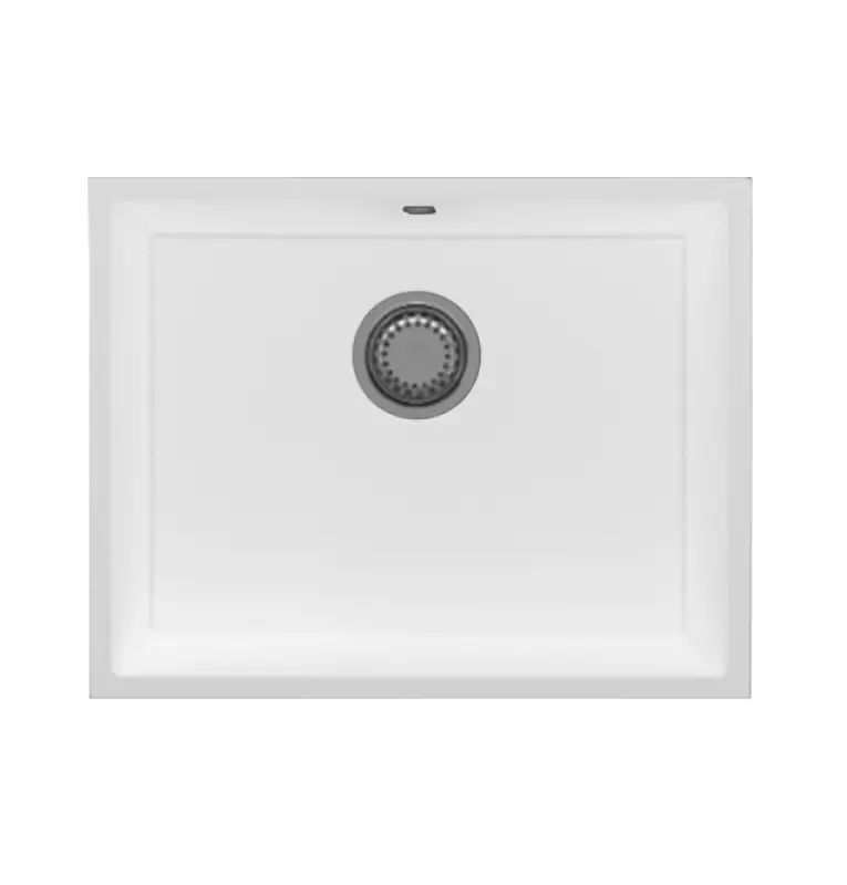 GraniteMy Universele granieten witte spoelbak 55x40 cm, bele barva za nadgradnjo, podgradnjo in vgradnjo s čepom iz nerjavečega jekla 1208967109.