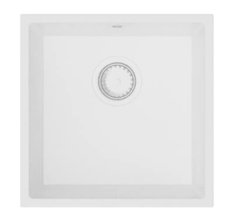 GraniteMy Universele granieten witte spoelbak 40x40 cm bel (vgradnja, podpultna in poravnana vgradnja) z belim izlivom 1208967115
