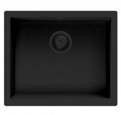 GraniteMy Universele granieten zwarte spoelbak 50x40 cm zwart opbouw, onderbouw en vlakbouw met zwarte plug 1208967129