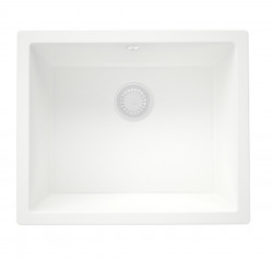 GraniteMy Universele granieten witte spoelbak 50x40 cm wit opbouw onderbouw en vlakbouw met Witte plug 1208967132