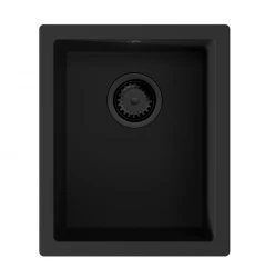 GraniteMy Universele granieten zwarte spoelbak 34x40 cm črna nadgradnja, podgradnja in vgradnja z črnim čepom 1208967143