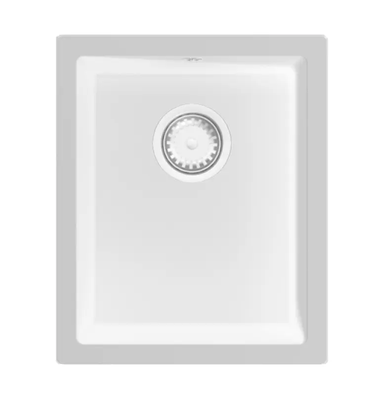 GraniteMy Universele granieten witte spoelbak 34x40 cm, bela, za vgradnjo na vrh, pod vgradnjo in za poravnavo, z belim čepom 1208967146