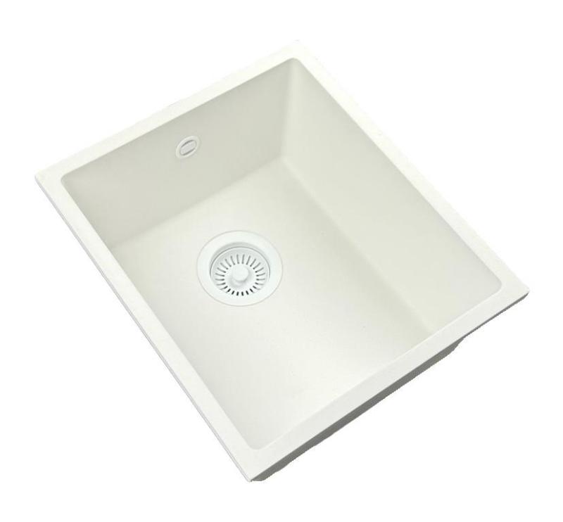 GraniteMy Universele granieten witte spoelbak 34x40 cm, bela, za vgradnjo na vrh, pod vgradnjo in za poravnavo, z belim čepom 1208967146