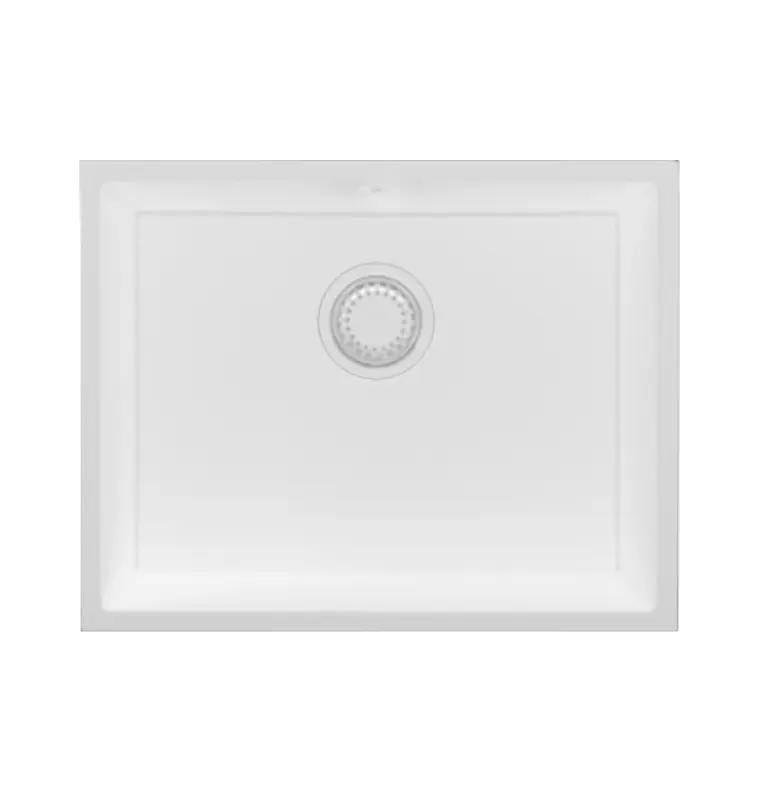 GraniteMy Universele granieten witte spoelbak 55x40 cm, bele barva, nadgradna, vgradna in ploskovgradna z belo zamaško 1208967153